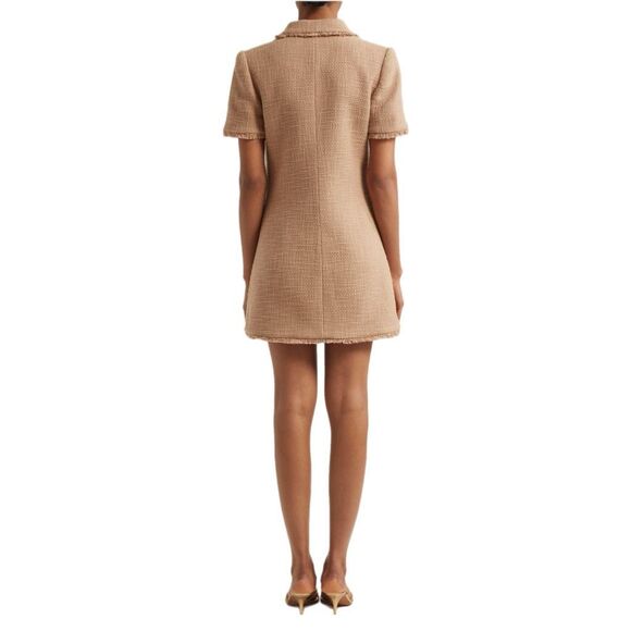 NWT Cinq a Sept Pammy cotton tweed mini shirtdress in brown sugar Size 8 - Picture 3 of 15